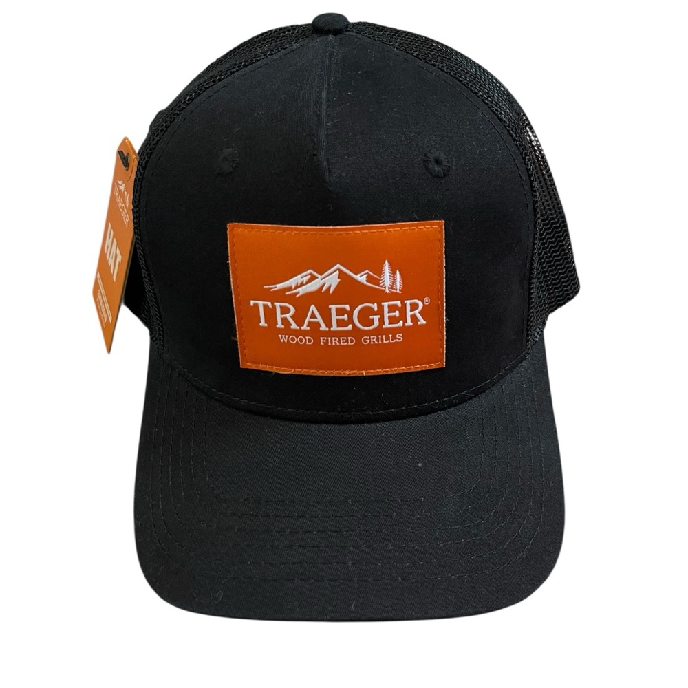 Traeger Snapback Trucker Hat Black Mesh Logo Patch Adjustable BBQ Grill Cap NWT